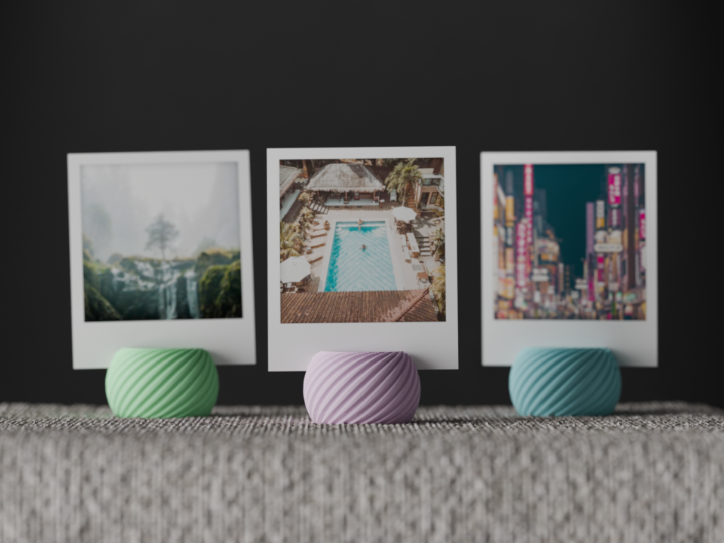 Pack de 3 Soportes para Fotos en Espiral | Expositor de Fotos Minimalista | Impresión 3D Decoración