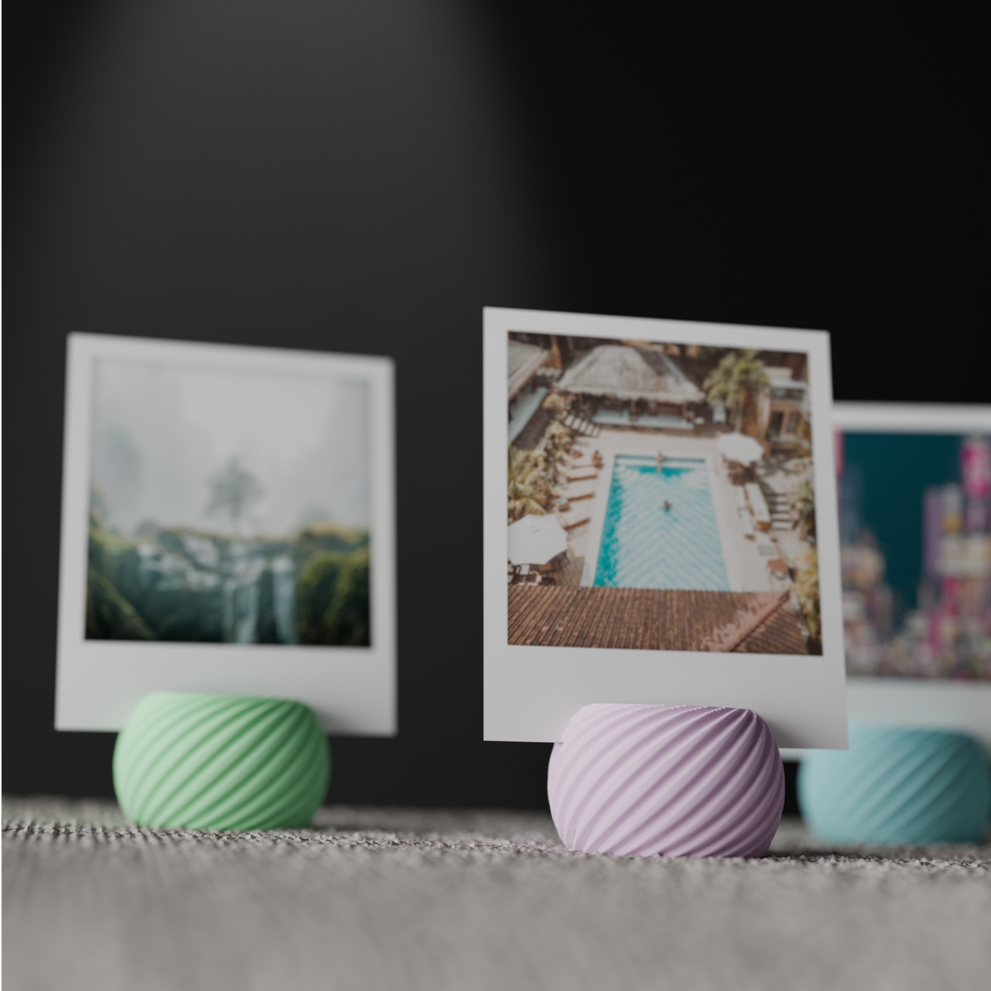Pack de 3 Soportes para Fotos en Espiral | Expositor de Fotos Minimalista | Impresión 3D Decoración