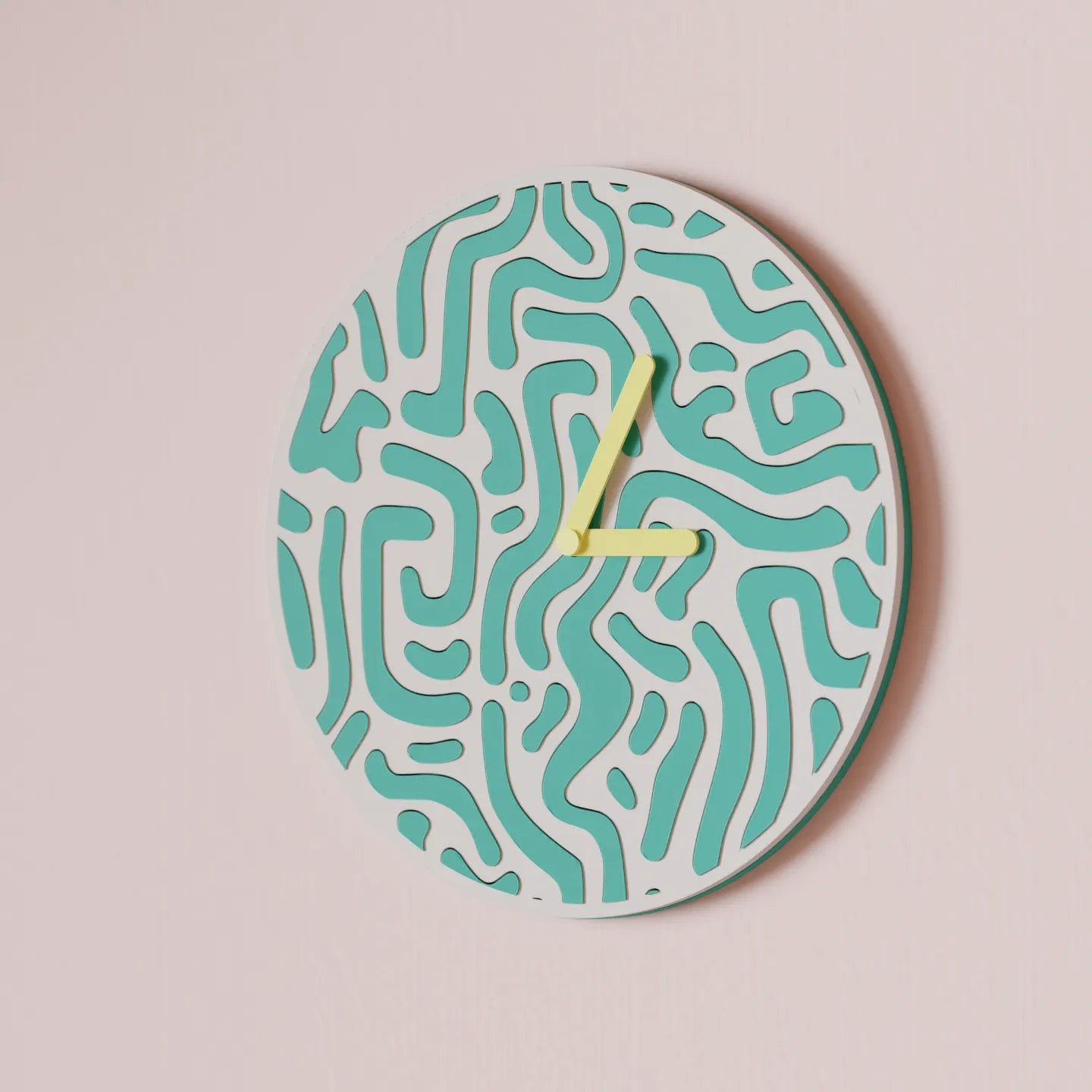 Reloj de Pared Diseño Contemporáneo - Patrón Orgánico, Arte Mural 3D Pintado a Mano, Decoración Original Salón, mecanismo silencioso.
