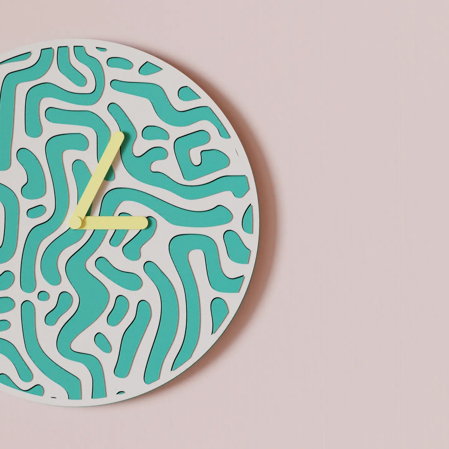 Reloj de Pared Diseño Contemporáneo - Patrón Orgánico, Arte Mural 3D Pintado a Mano, Decoración Original Salón, mecanismo silencioso.