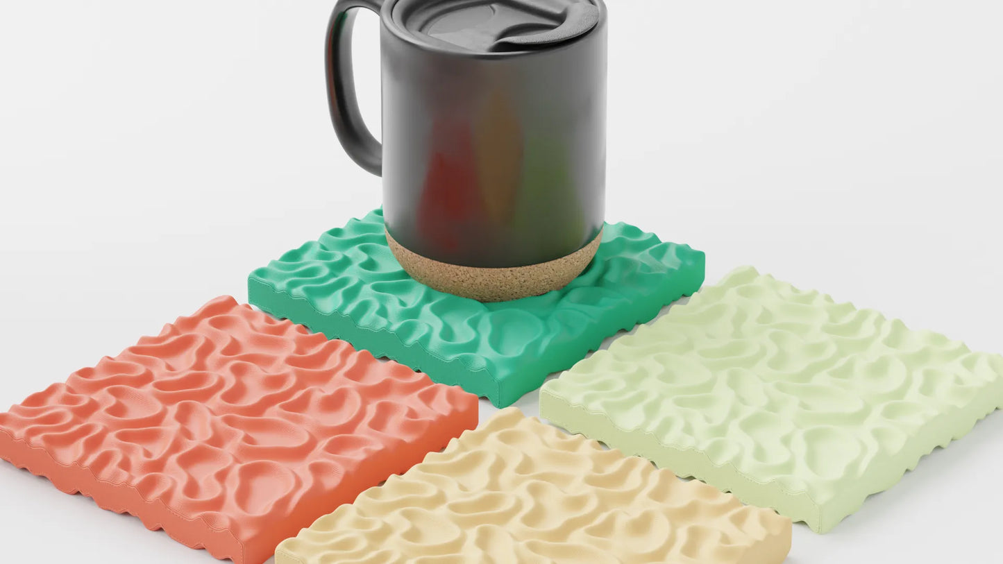 Set de 4 posavasos modernos con textura orgánica