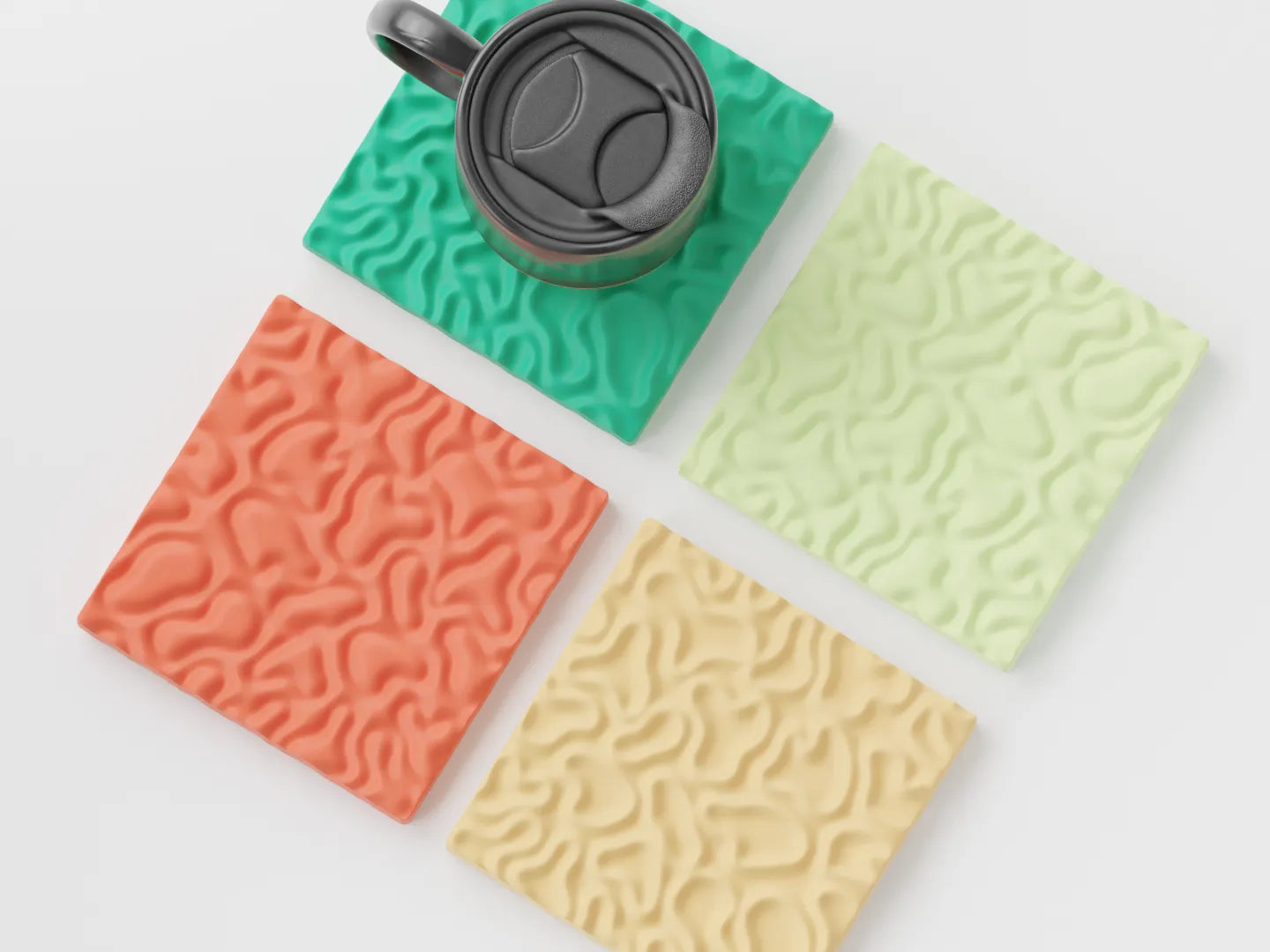 Set de 4 posavasos modernos con textura orgánica