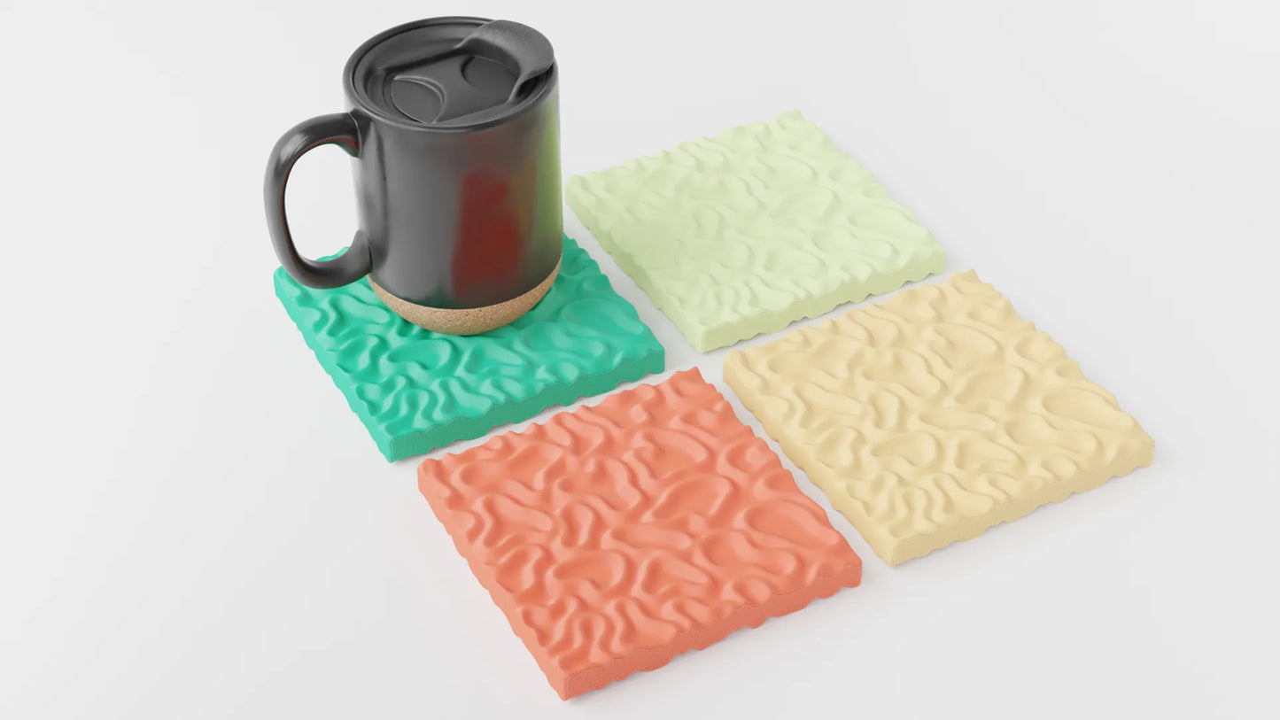 Set de 4 posavasos modernos con textura orgánica