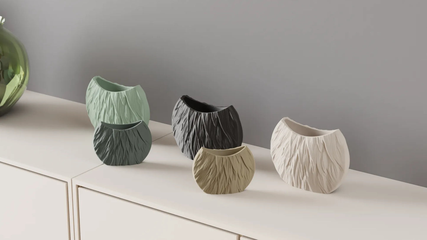 Jarrón decorativo escultórico texturizado impreso en 3D