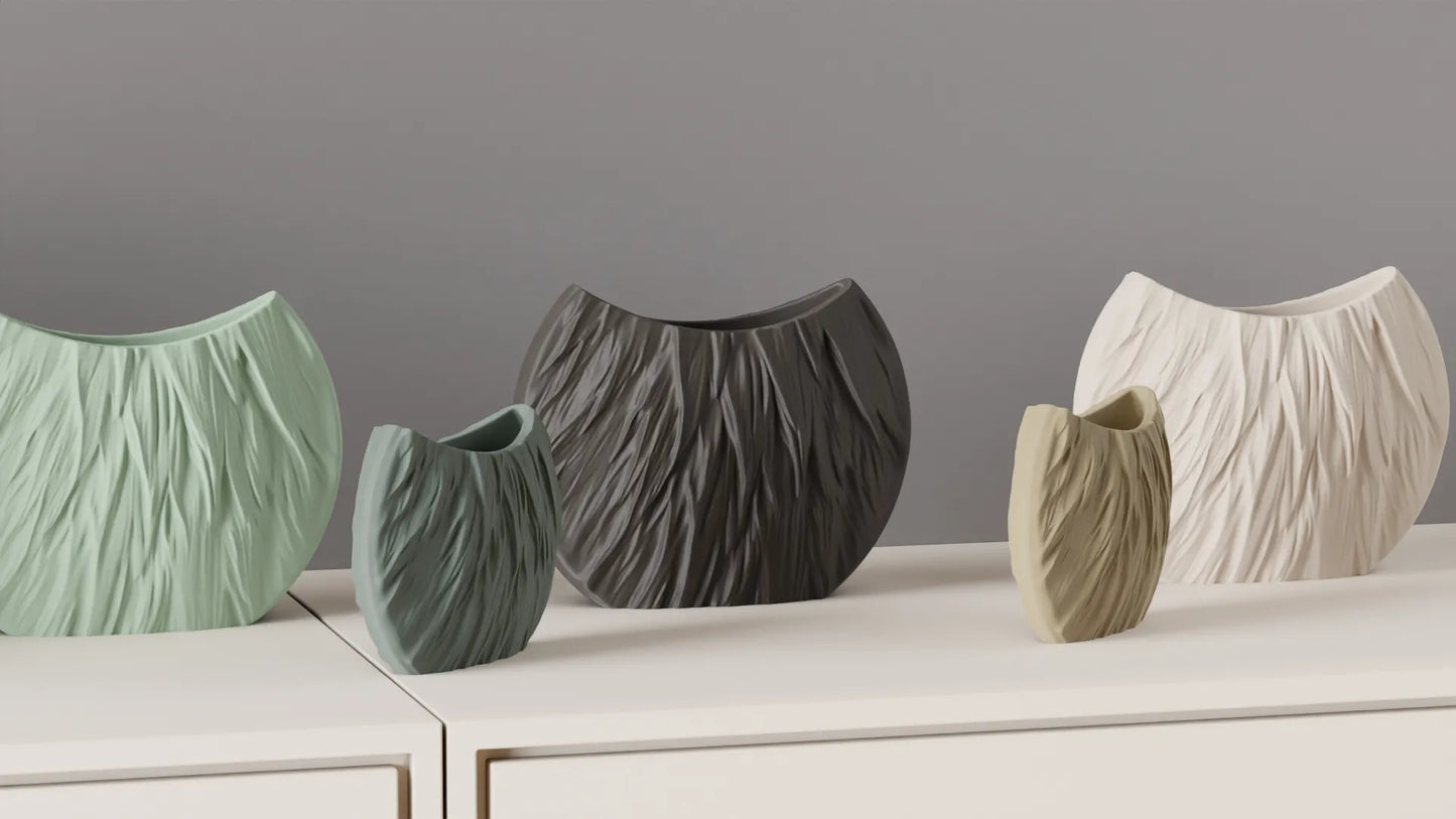 Jarrón decorativo escultórico texturizado impreso en 3D