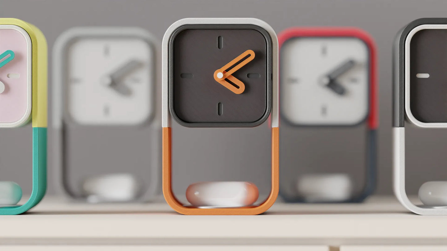 Reloj de Mesa Vertical Impreso en 3D: Diseño Moderno y Colorido con caja secreta trasera.