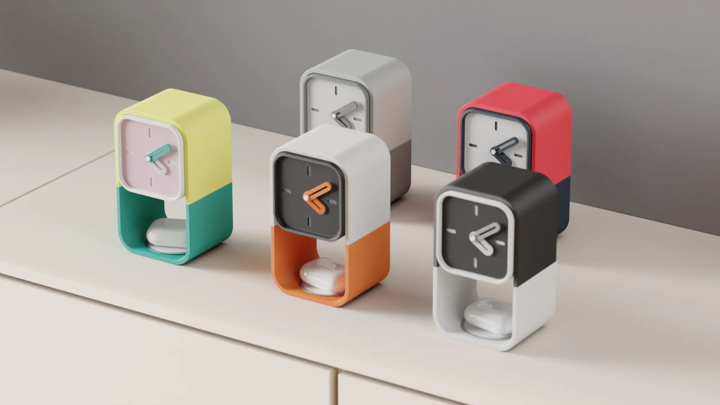 Reloj de Mesa Vertical Impreso en 3D: Diseño Moderno y Colorido con caja secreta trasera.
