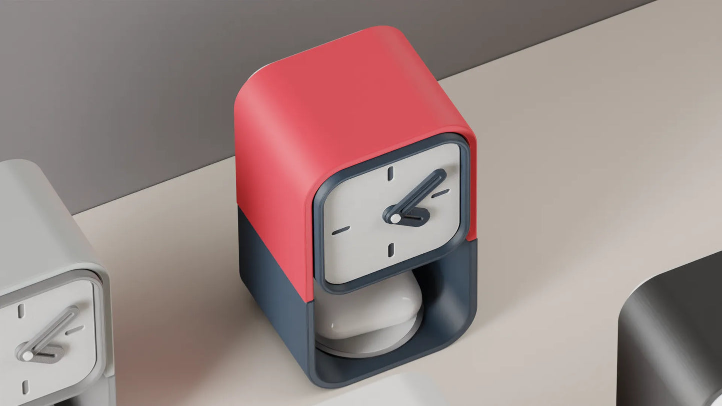 Reloj de Mesa Vertical Impreso en 3D: Diseño Moderno y Colorido con caja secreta trasera.