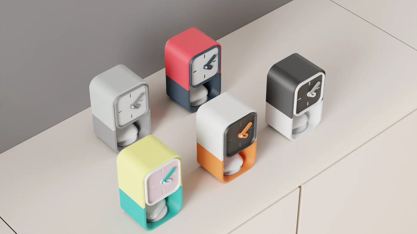 Reloj de Mesa Vertical Impreso en 3D: Diseño Moderno y Colorido con caja secreta trasera.
