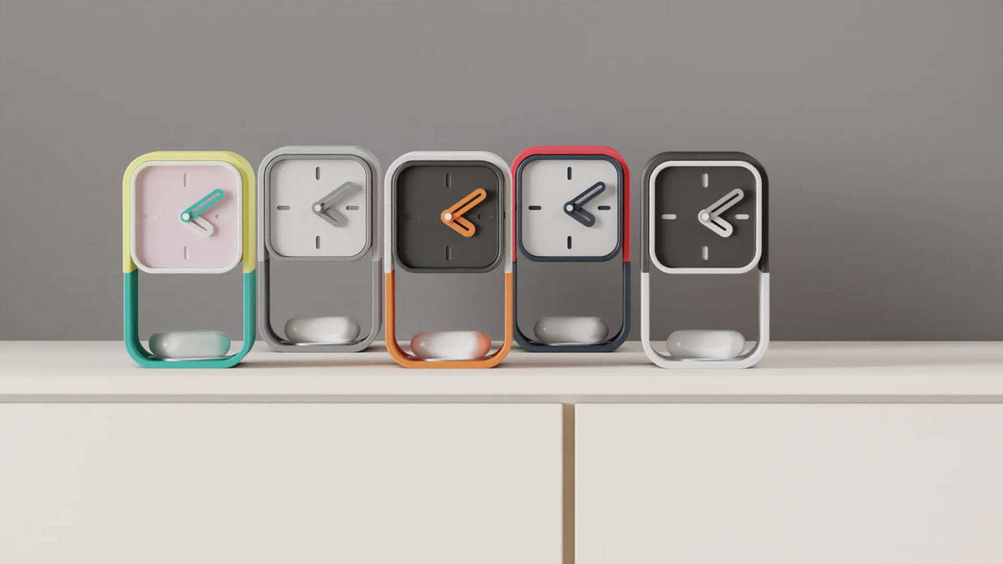 Reloj de Mesa Vertical Impreso en 3D: Diseño Moderno y Colorido con caja secreta trasera.