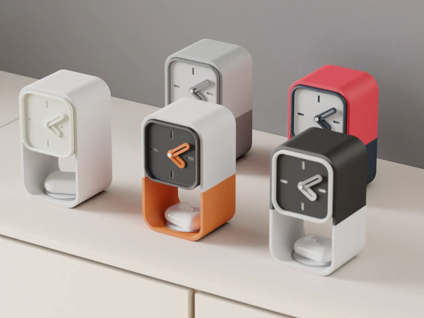 Reloj de Mesa Vertical Impreso en 3D: Diseño Moderno y Colorido con caja secreta trasera.