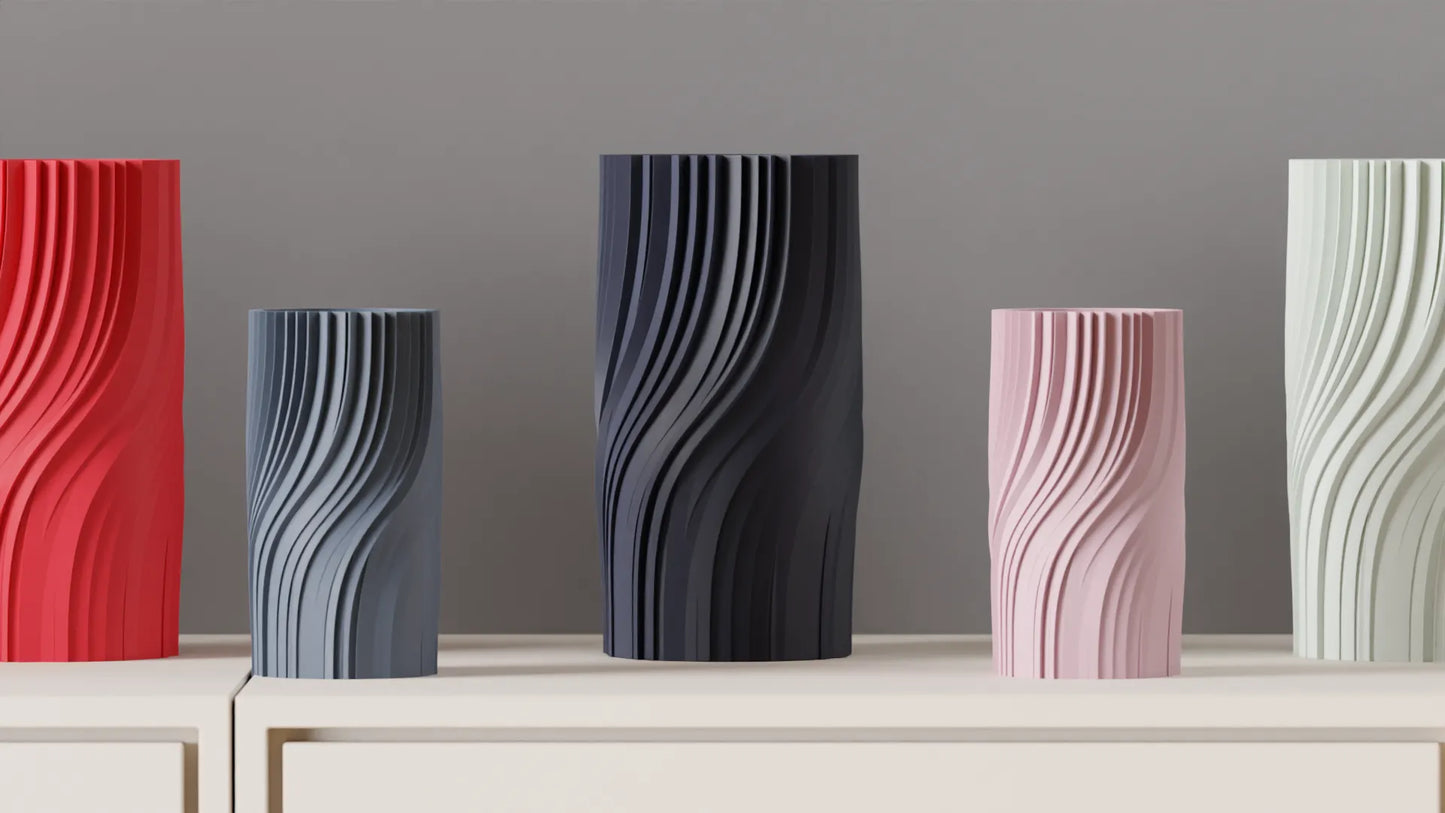 Jarrón minimalista ondulado,18cm | Florero escultural estilo nórdico