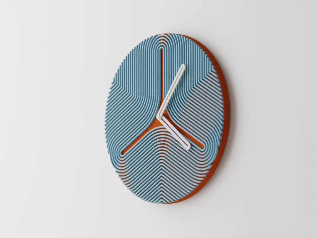Reloj de Pared Moderno Impreso en 3D: Diseño Geométrico y Texturizado
