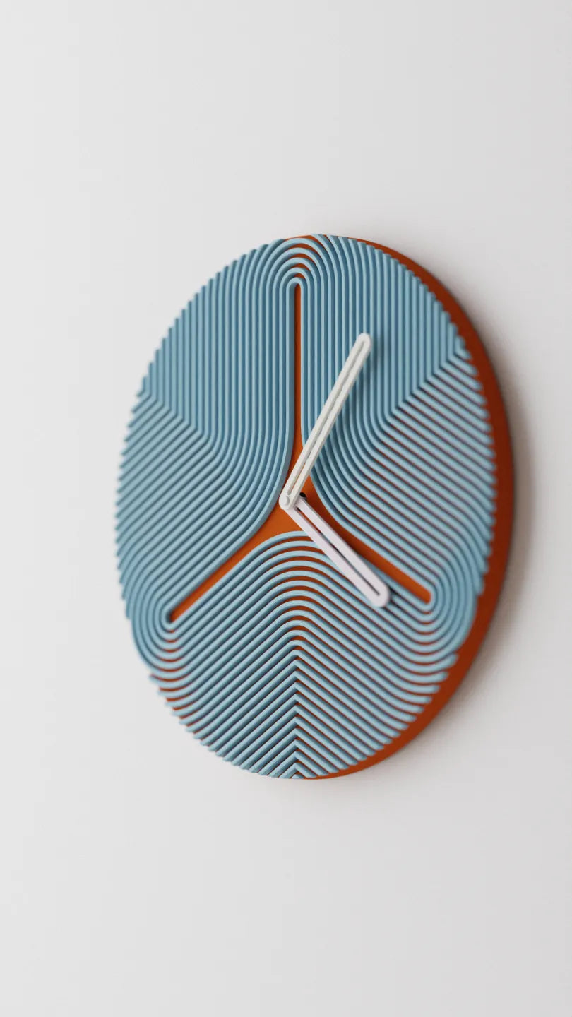 Reloj de Pared Moderno Impreso en 3D: Diseño Geométrico y Texturizado