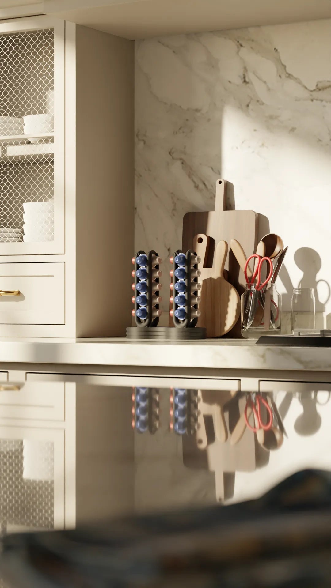 Organizador doble de cápsulas de café | Soporte vertical impreso en 3D para cápsulas tipo Nespresso | Accesorio de cocina moderno