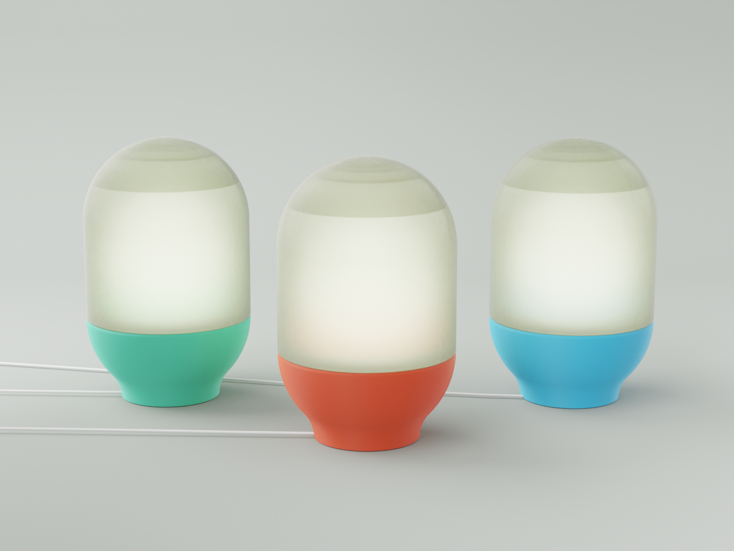 Set de 2 lámparas de Mesa Pequeñas con Diseño Cápsula - Estilo Retro en Varios Colores