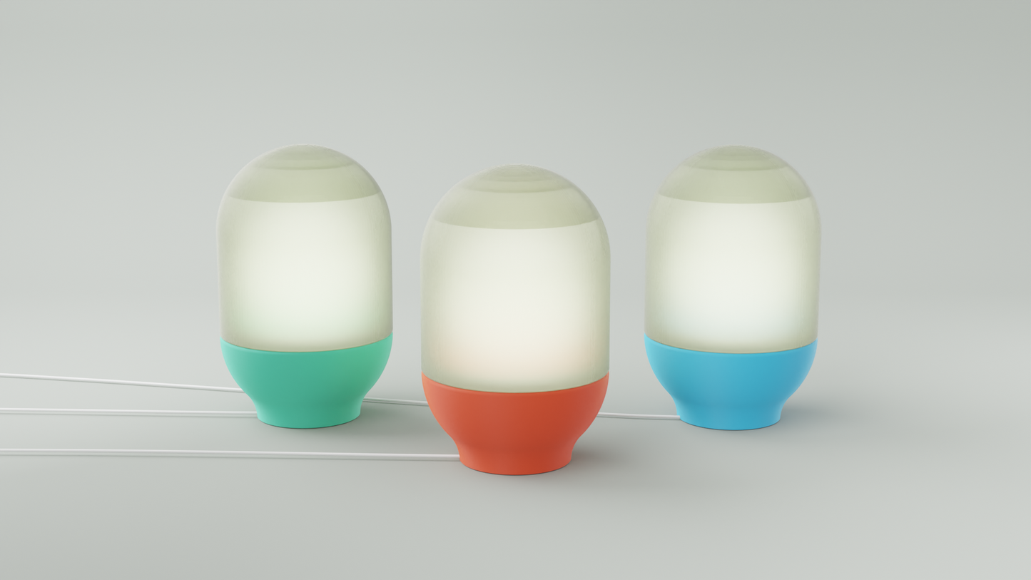 Set de 2 lámparas de Mesa Pequeñas con Diseño Cápsula - Estilo Retro en Varios Colores