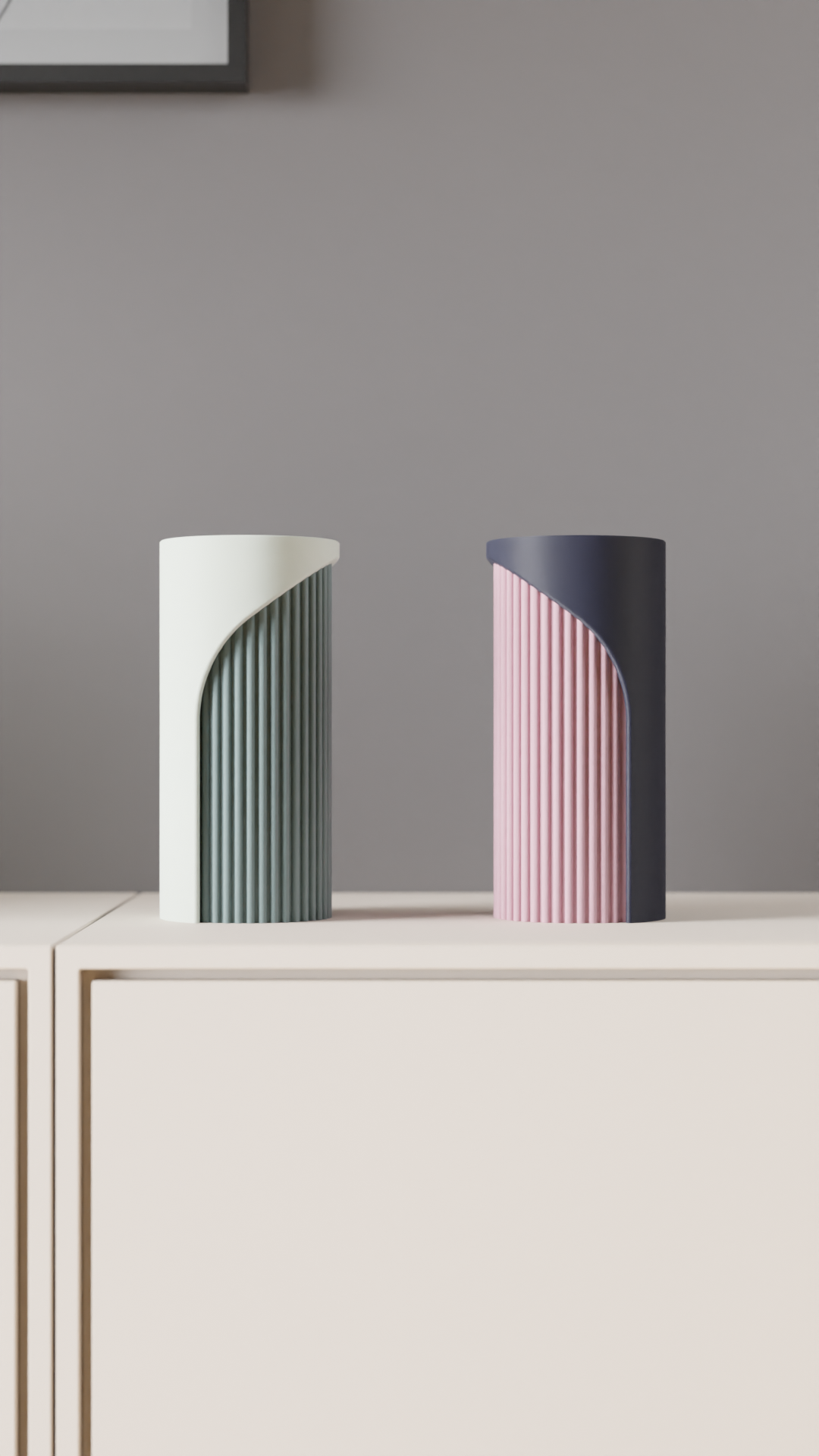 Jarrón Decorativo Minimalista rayas verticales de Dos Tonos