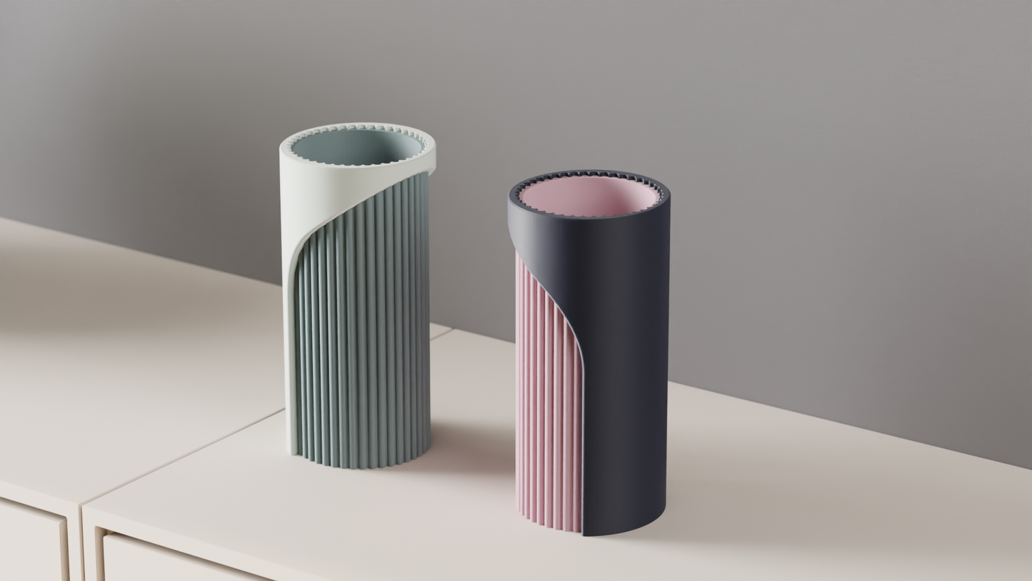 Jarrón Decorativo Minimalista rayas verticales de Dos Tonos