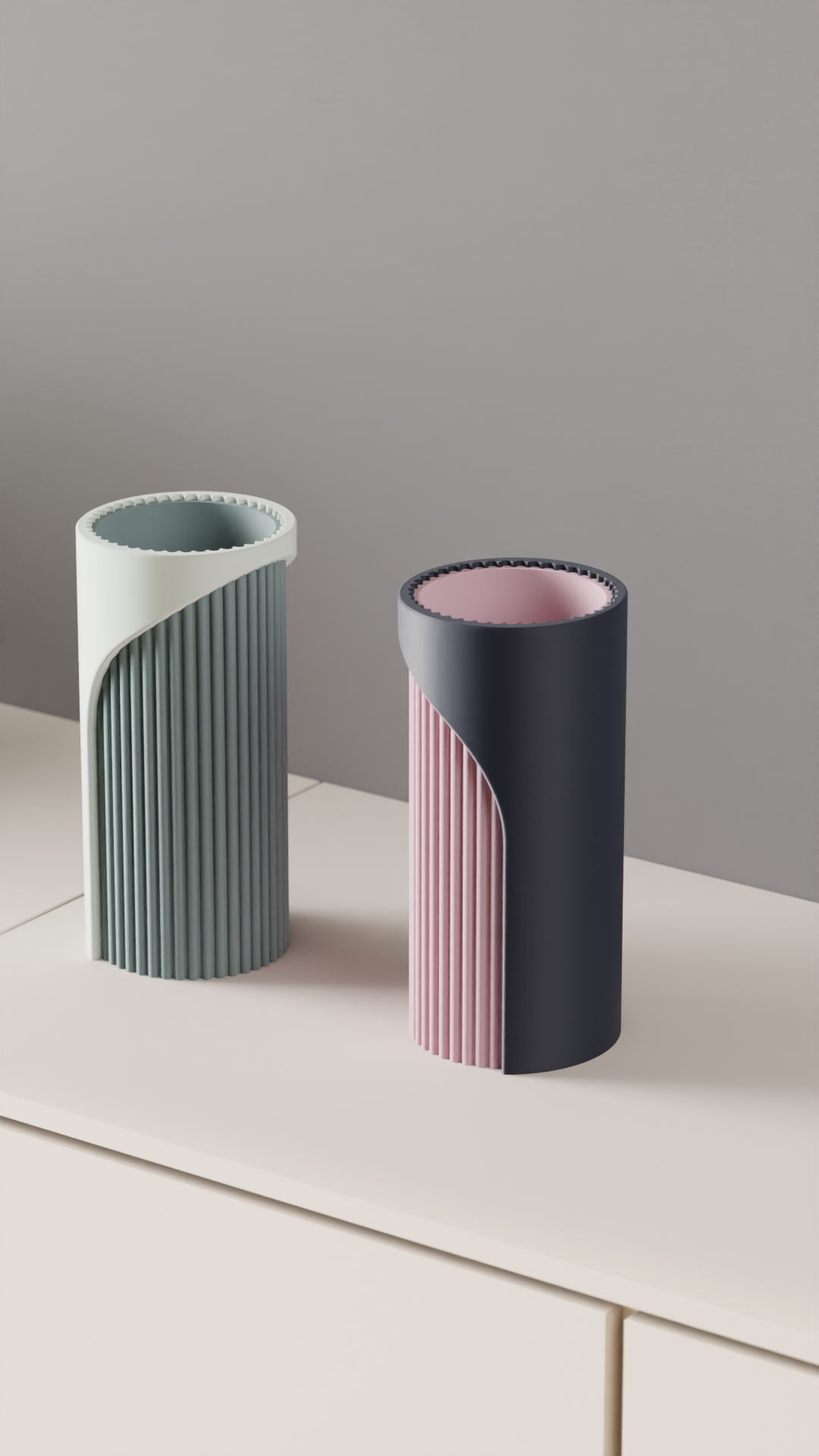 Jarrón Decorativo Minimalista rayas verticales de Dos Tonos
