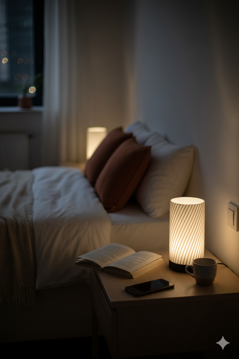 Set 2 Lámparas de Mesa con Diseño en Espiral | Lámpara de Noche Minimalista | Iluminación de Ambiente 3D
