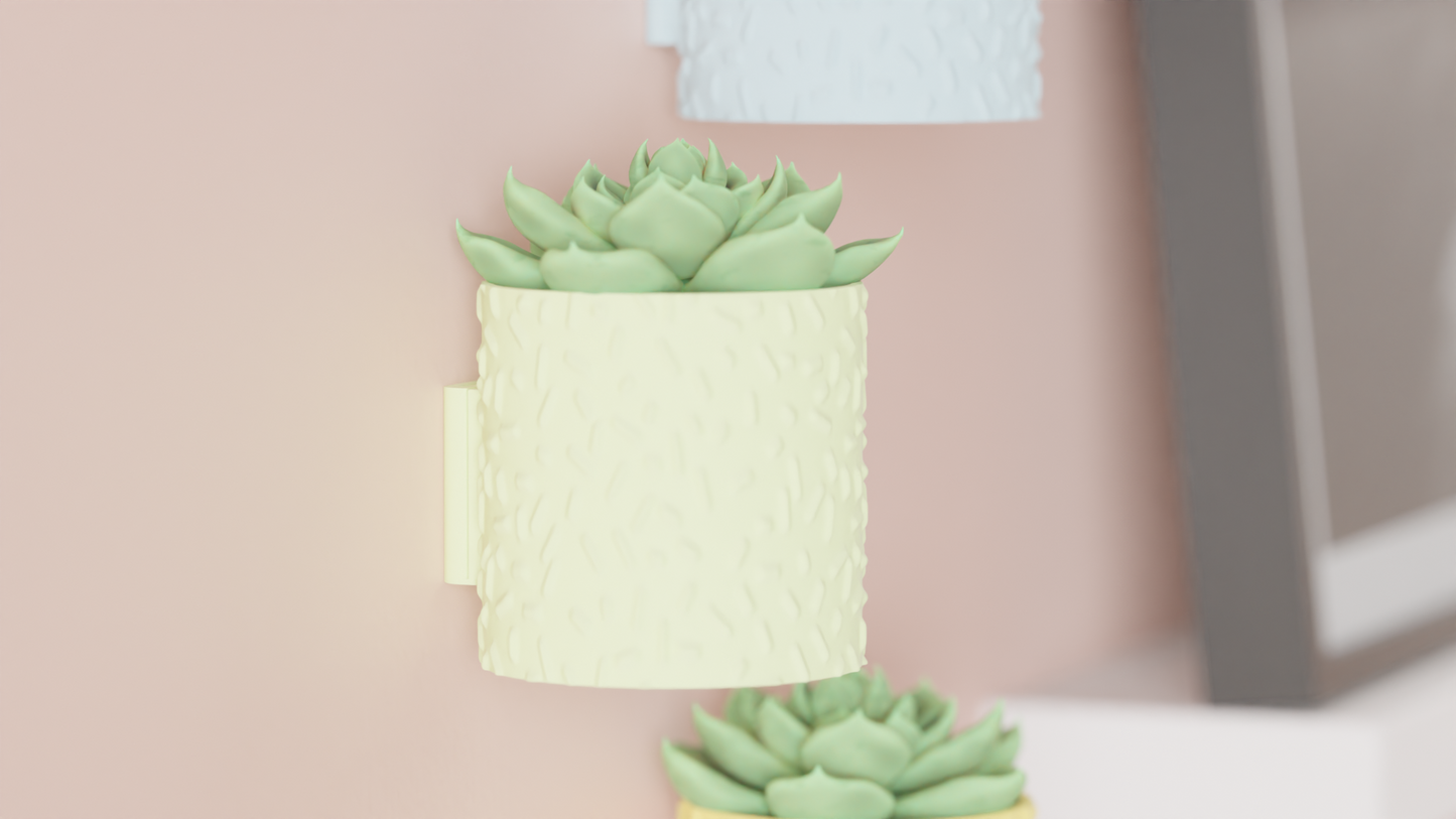 Pack de 4 Mini Maceteros de Pared - Textura de Confeti en Tonos Pastel