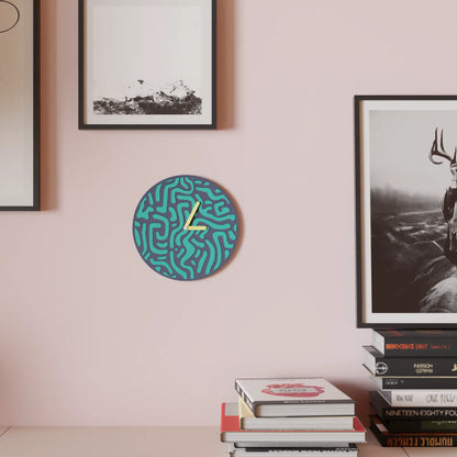 Reloj de Pared Diseño Contemporáneo - Patrón Orgánico, Arte Mural 3D Pintado a Mano, Decoración Original Salón, mecanismo silencioso.