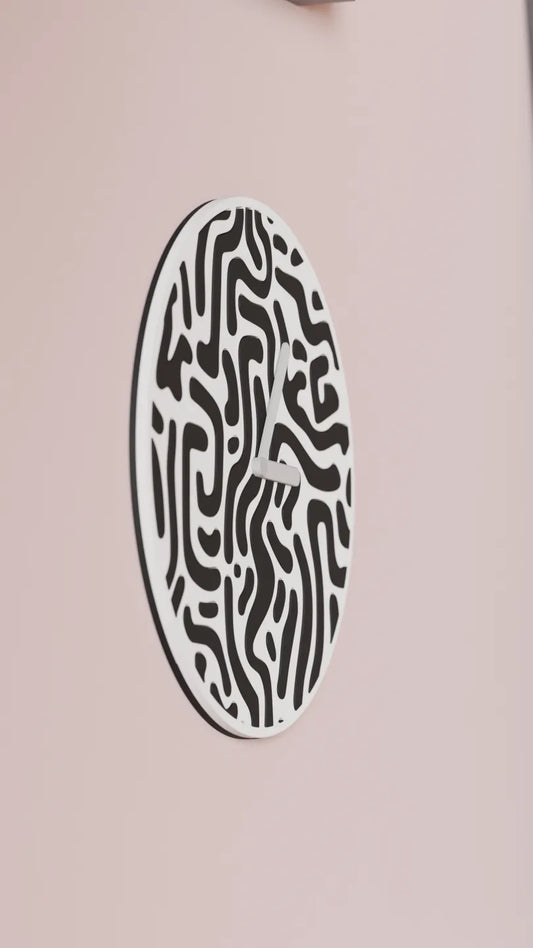 Reloj de Pared Diseño Contemporáneo - Patrón Orgánico, Arte Mural 3D Pintado a Mano, Decoración Original Salón, mecanismo silencioso.