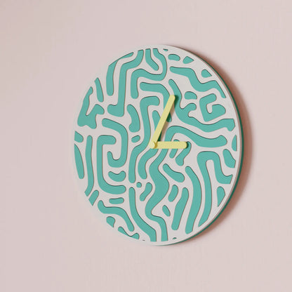 Reloj de Pared Diseño Contemporáneo - Patrón Orgánico, Arte Mural 3D Pintado a Mano, Decoración Original Salón, mecanismo silencioso.