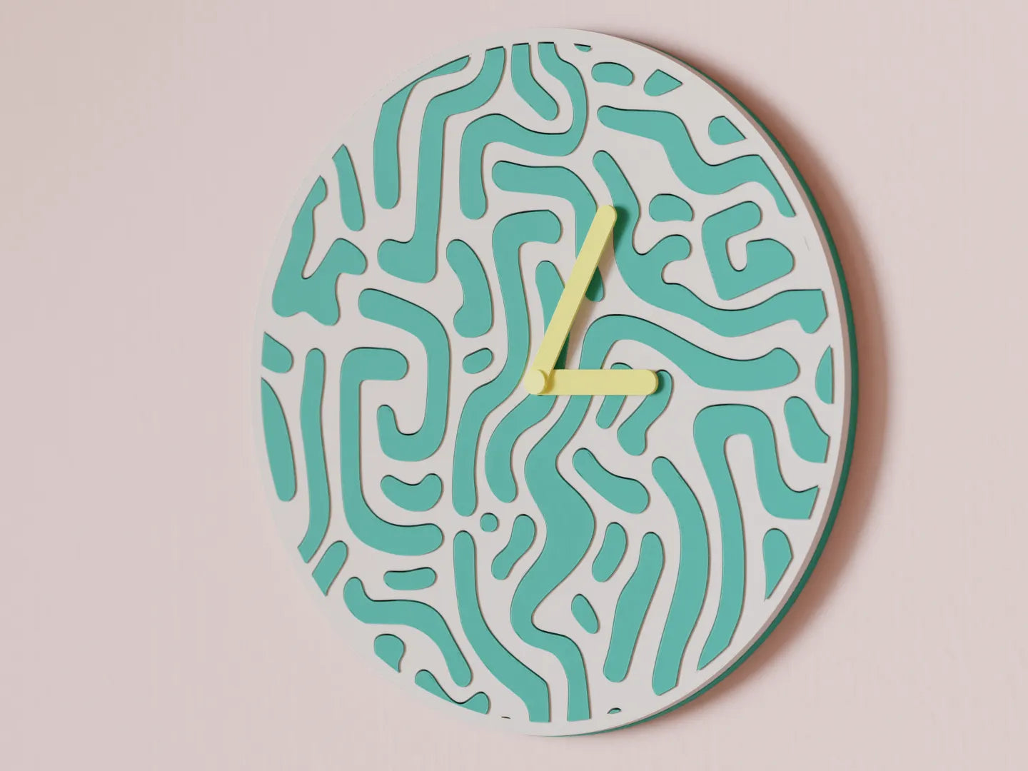 Reloj de Pared Diseño Contemporáneo - Patrón Orgánico, Arte Mural 3D Pintado a Mano, Decoración Original Salón, mecanismo silencioso.