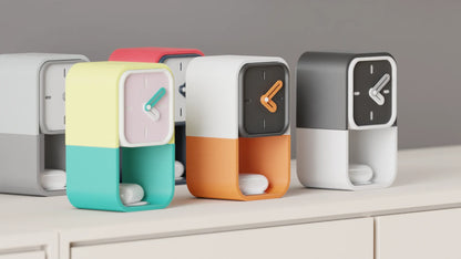 Reloj de Mesa Vertical Impreso en 3D: Diseño Moderno y Colorido con caja secreta trasera.