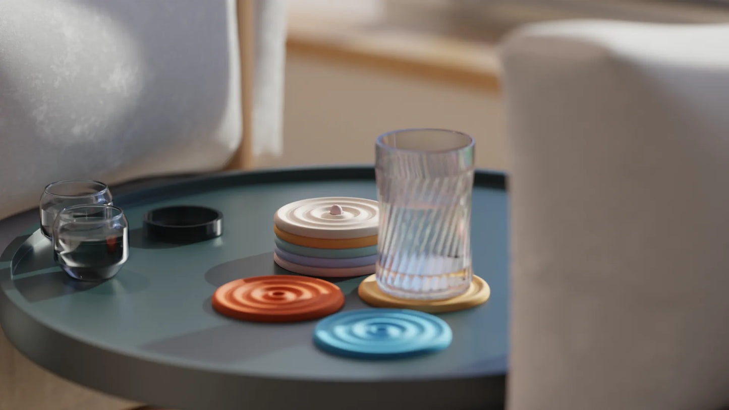 Set de Posavasos Modernos en Colores Pastel – 4 Unidades con Soporte