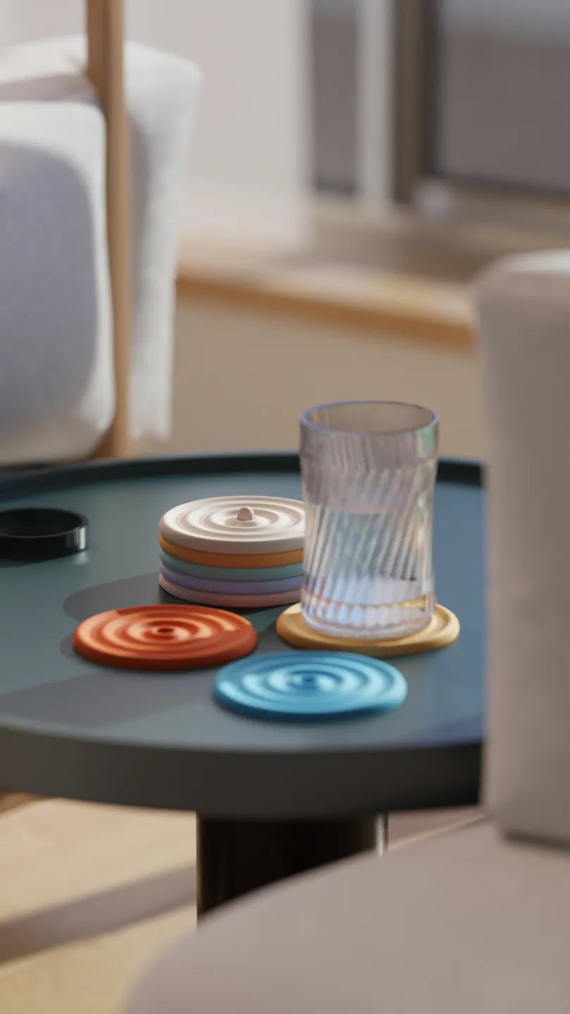 Set de Posavasos Modernos en Colores Pastel – 4 Unidades con Soporte