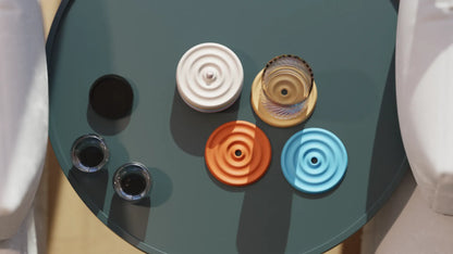 Set de Posavasos Modernos en Colores Pastel – 4 Unidades con Soporte
