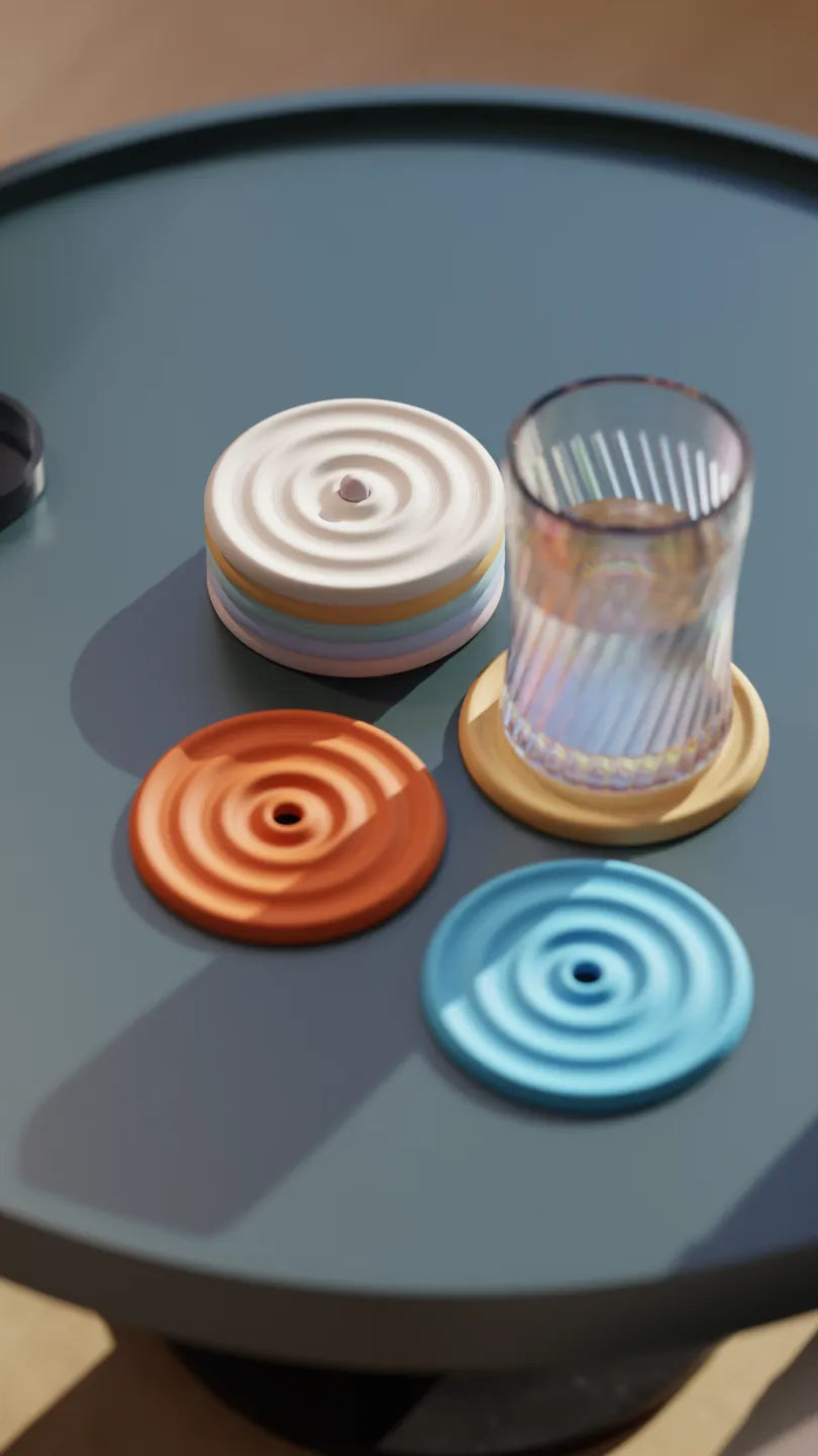 Set de Posavasos Modernos en Colores Pastel – 4 Unidades con Soporte