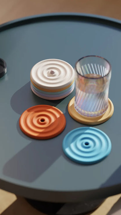 Set de Posavasos Modernos en Colores Pastel – 4 Unidades con Soporte