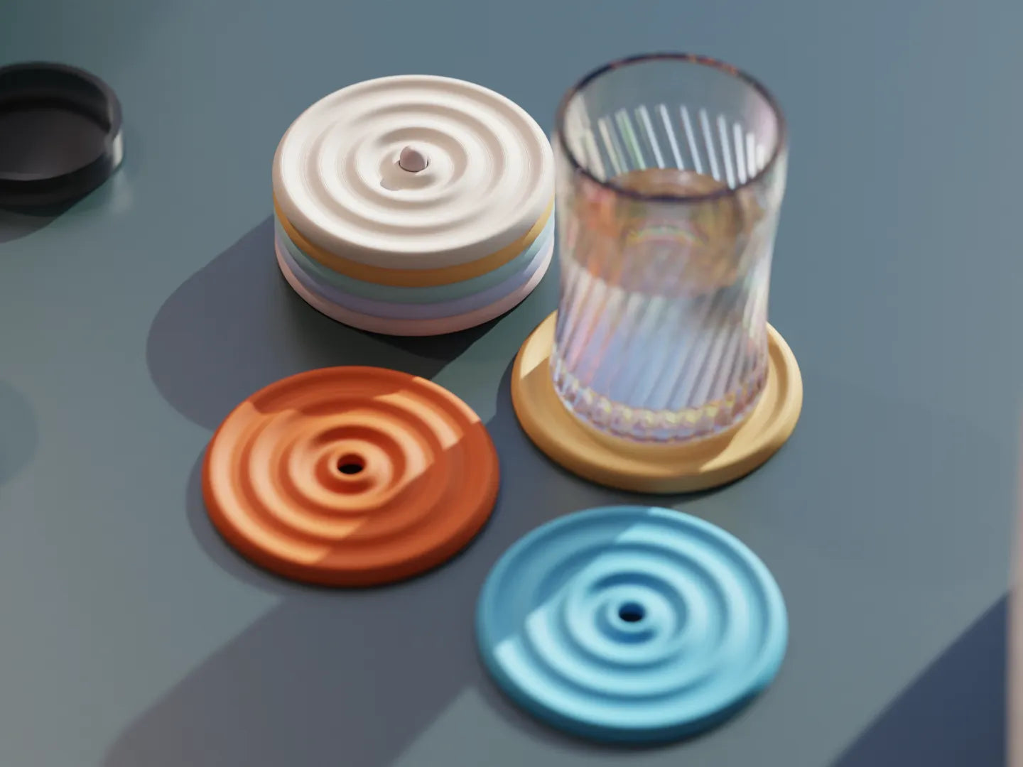 Set de Posavasos Modernos en Colores Pastel – 4 Unidades con Soporte