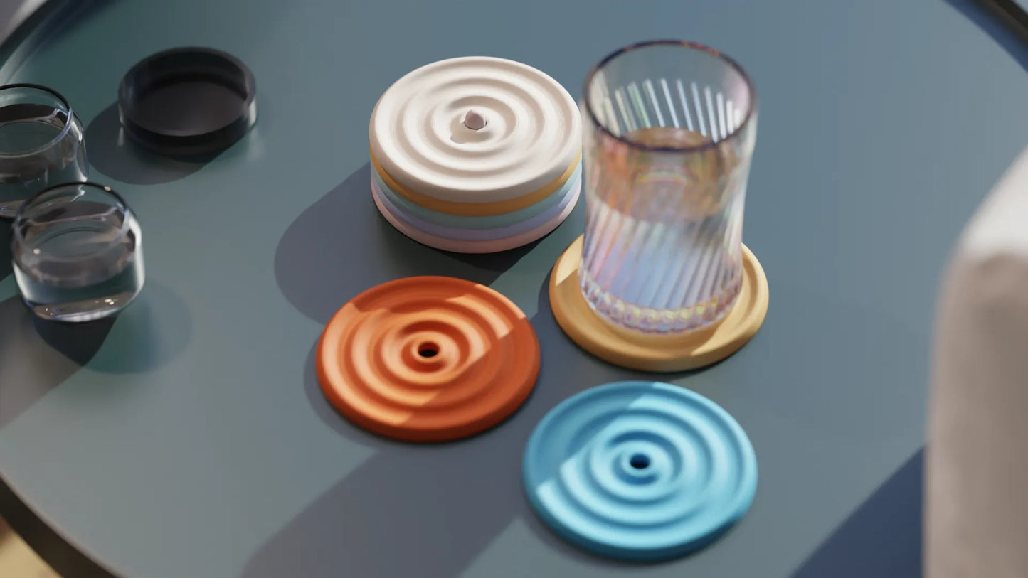 Set de Posavasos Modernos en Colores Pastel – 4 Unidades con Soporte
