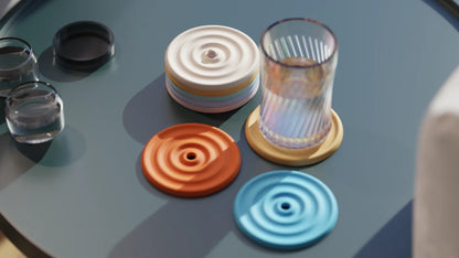 Set de Posavasos Modernos en Colores Pastel – 4 Unidades con Soporte