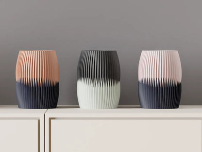 Jarrón decorativo moderno bicolor – Diseño plisado