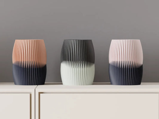 Jarrón decorativo moderno bicolor – Diseño plisado