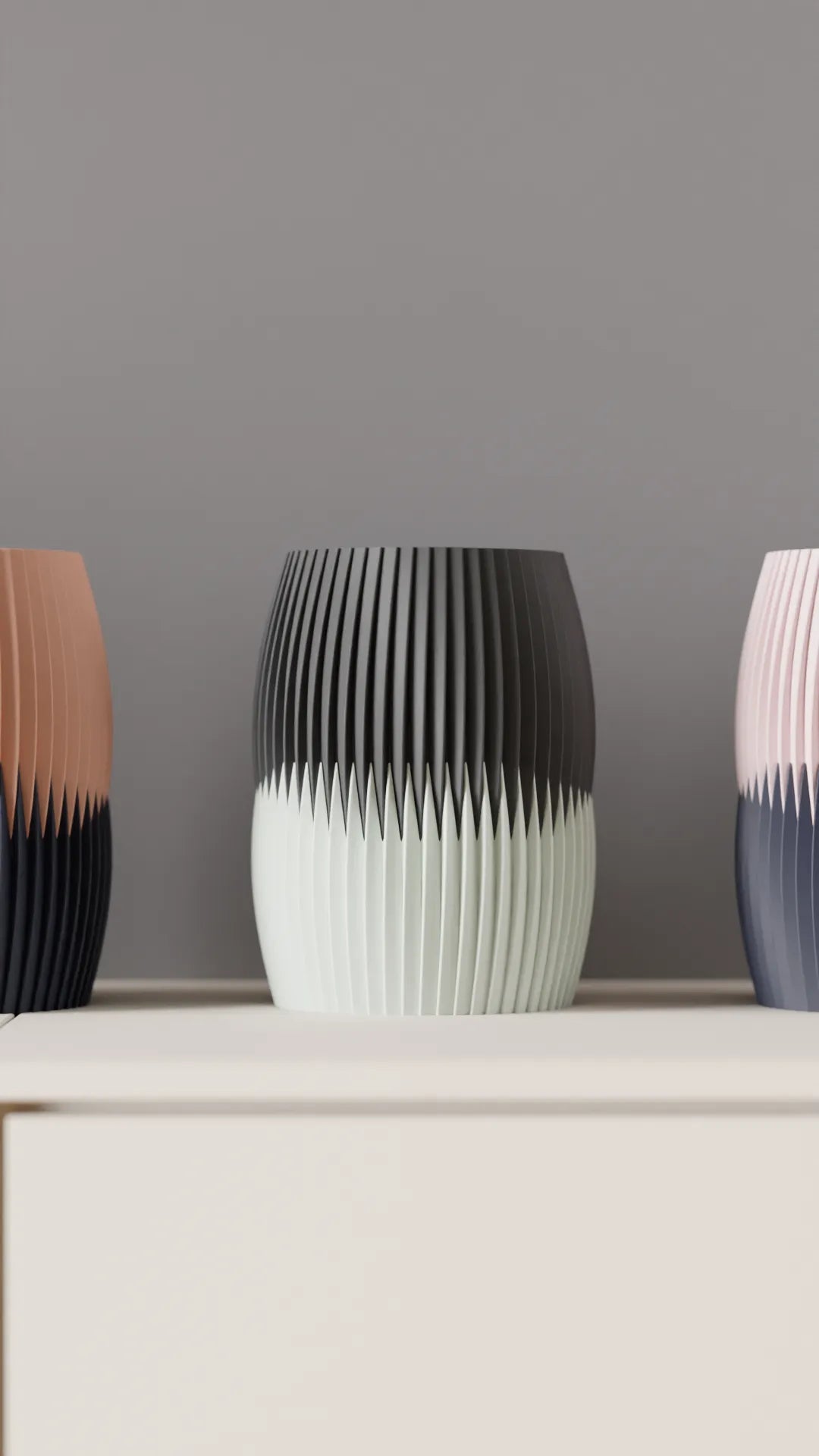 Jarrón decorativo moderno bicolor – Diseño plisado