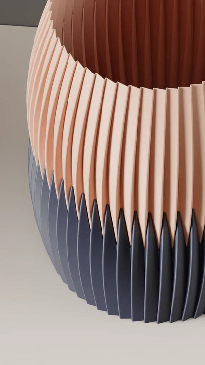 Jarrón decorativo moderno bicolor – Diseño plisado