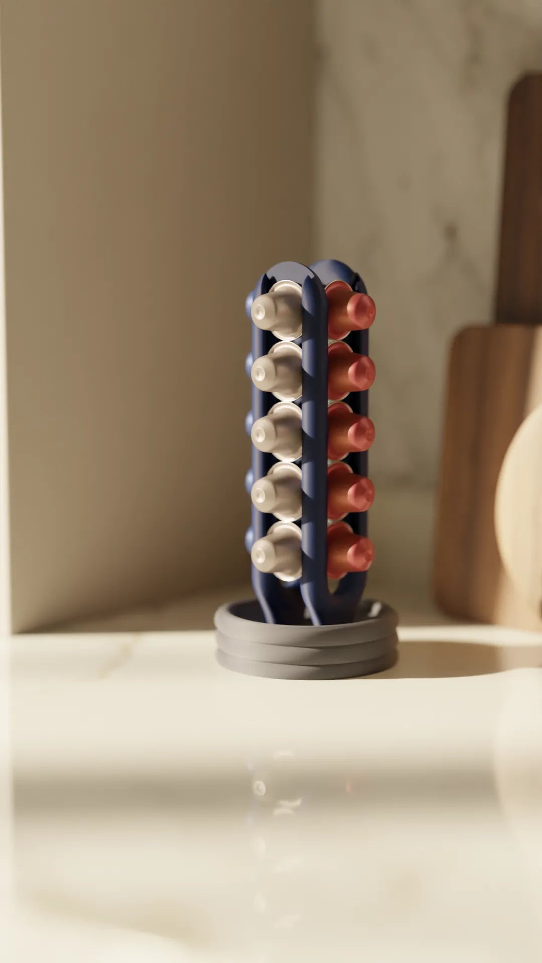 Organizador de cápsulas de café | Soporte vertical impreso en 3D para cápsulas tipo Nespresso | Accesorio moderno para cocina