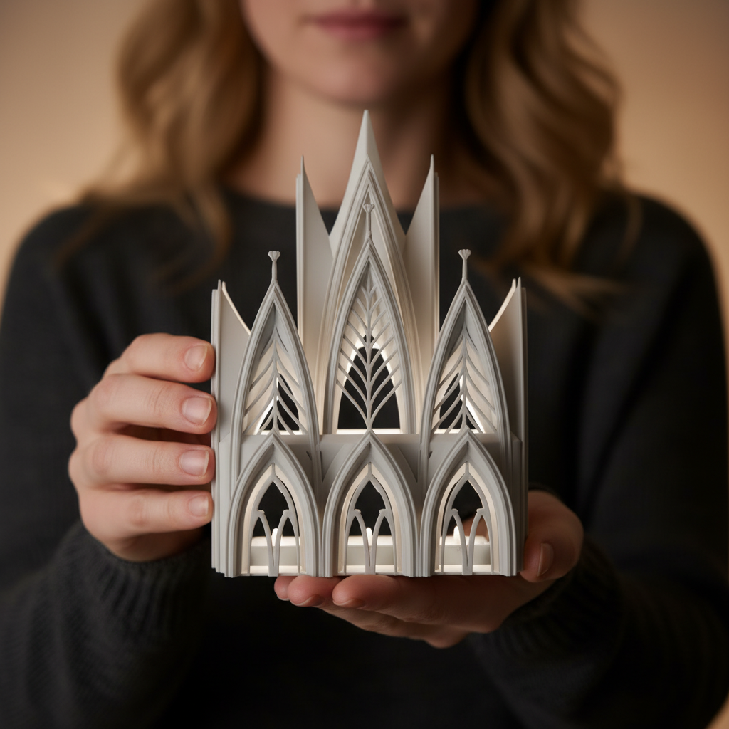Lámpara Book Nook 'Catedral Gótica' - Iluminación Escultural 3D