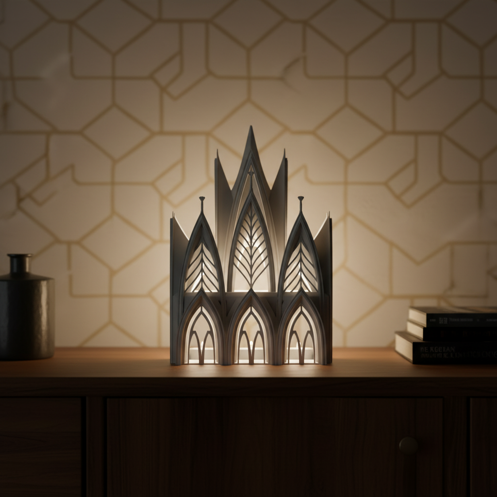 Lámpara Book Nook 'Catedral Gótica' - Iluminación Escultural 3D