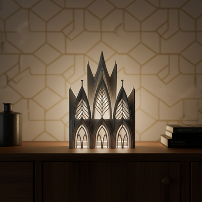 Lámpara Book Nook 'Catedral Gótica' - Iluminación Escultural 3D