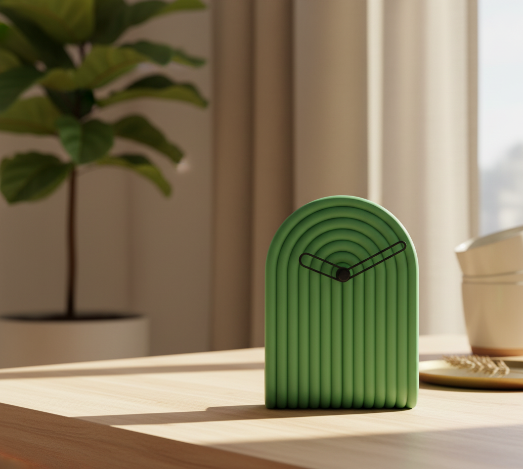 Reloj de Escritorio Estilo Bauhaus | Reloj de Arco Texturizado | Decoración Moderna y Geométrica
