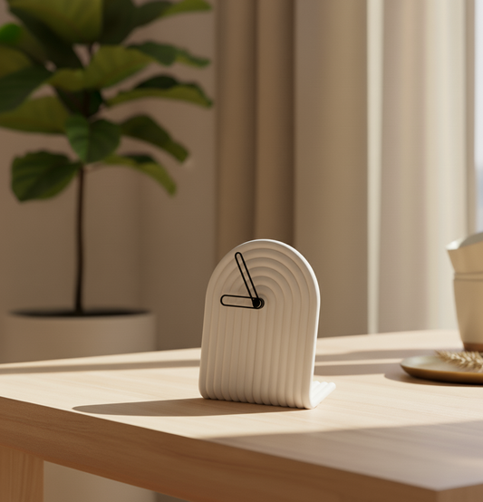 Reloj de Escritorio Estilo Bauhaus | Reloj de Arco Texturizado | Decoración Moderna y Geométrica