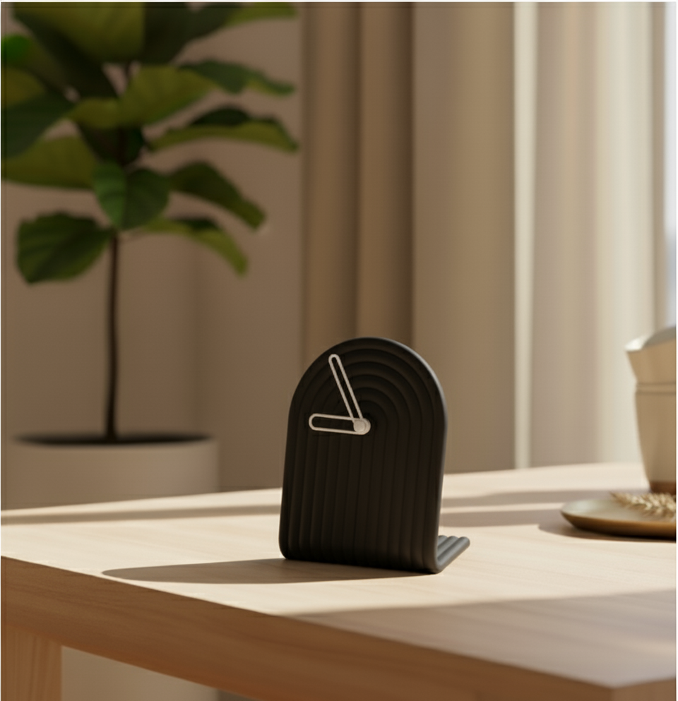 Reloj de Escritorio Estilo Bauhaus | Reloj de Arco Texturizado | Decoración Moderna y Geométrica